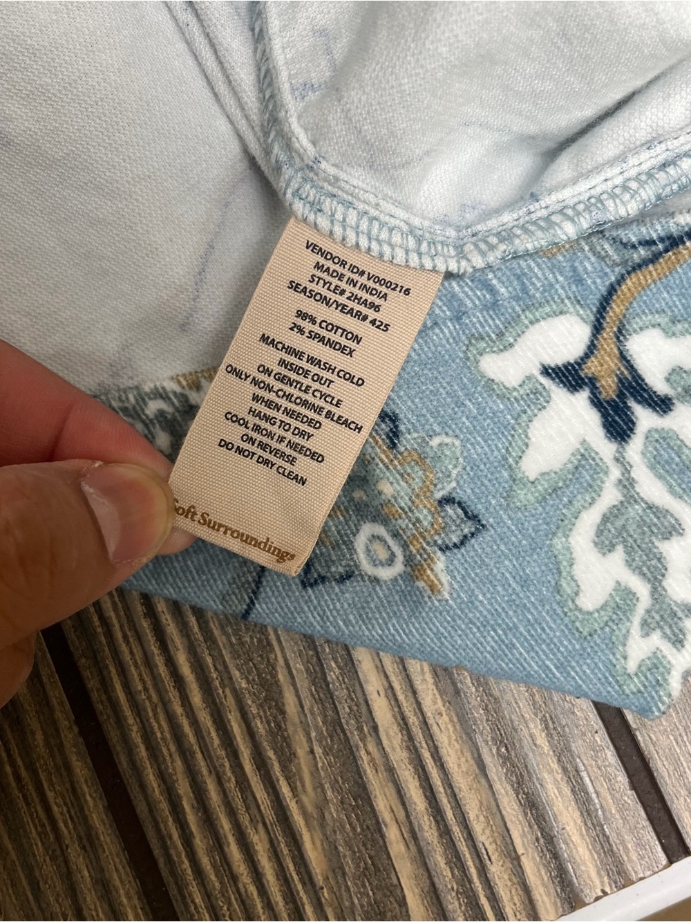 Soft Surroundings Stretch Corduroy Long Sleeve Big Shirt Blue Floral 2XL - Picture 9 of 11